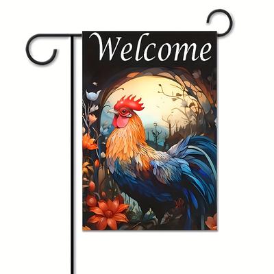 1pc, Spring Chicken Garden Flag, Home Improvement, Garden Decoration, Garden Decoration, Holiday Decoration, Double-sided Printed Garden Flag