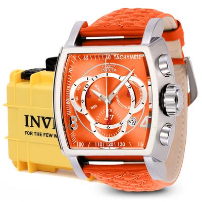Invicta S1 Rally Men's Watch Bundle - 48mm Orange with Invicta 8-Slot Dive Impact Watch Case Light Yellow (B-44037-DC8-LTYEL)