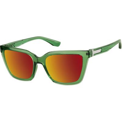 Zenni Women's Square Rx Sunglasses Green Plastic Full Rim Frame
