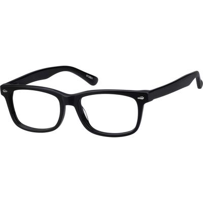 Zenni Retro Rectangle Prescription Glasses Black Plastic Full Rim Frame