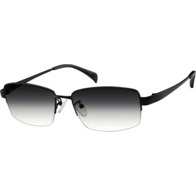 Zenni Men's Rectangle Sunglasses Black Titanium Frame