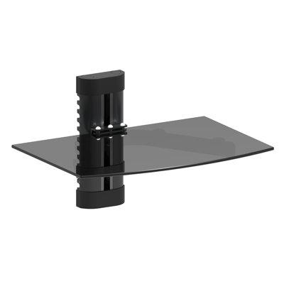 ProMounts Single Wall AV Component Glass Shelf Hold up to 18 lbs in Black | 8.55 H x 14.18 W x 9.85 D in | Wayfair FSH-1