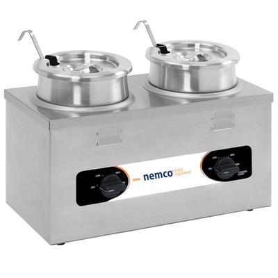 Nemco 6120A-CW Double Well 4 Qt. Countertop Cooker / Warmer - 120V, 1000W