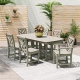 POLYWOOD® Chippendale 7 Piece Dining Set Plastic in Gray, Size 29.0 H x 71.5 W x 36.75 D in | Wayfair PWS121-1-GY