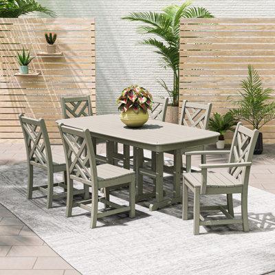 POLYWOOD® Chippendale 7-Piece Outdoor Dining Set Plastic in Gray | Wayfair PWS121-1-GY