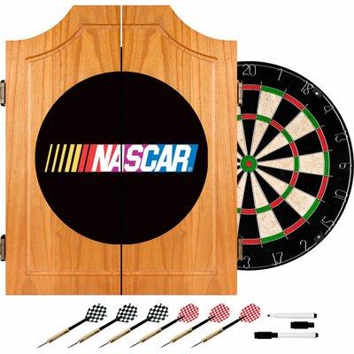 Trademark Global NASCAR Beveled Wood Dart Cabinet Set in Brown Gray Orange | 24.75 H x 20.5 W x 3.5 D in | Wayfair NASCAR7000