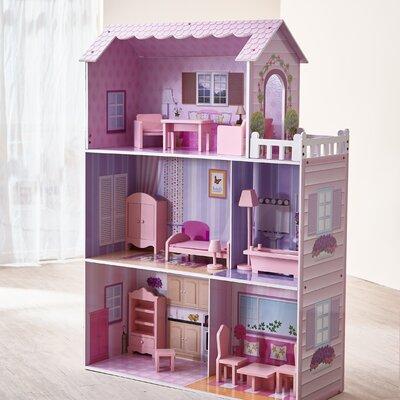 Teamson Kids Olivia's Little World Tiffany Wooden Dollhouse for 12" Dolls Manufactured Wood in Blue/Brown | 44.5 H x 11.5 W x 31 D in | Wayfair