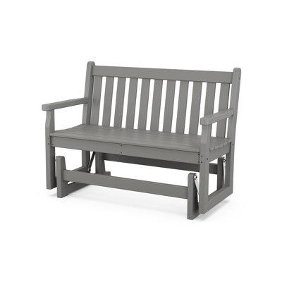 POLYWOOD® Traditional Garden Plastic Glider Bench Plastic in Gray, Size 34.0 H x 47.5 W x 24.25 D in | Wayfair TGG48GY
