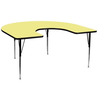 Flash Furniture Goddard 60"W x 66"L Horseshoe Thermal Laminate Activity Table - Adjustable Legs Laminate/Metal | Wayfair XU-A6066-HRSE-YEL-T-A-GG