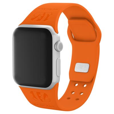 Orange Cincinnati Bengals Debossed Silicone Apple Watch Band