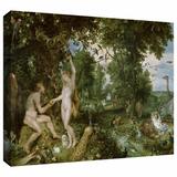 ArtWall 'The Garden of Eden w/ The Fall of Man' by Pieter Bruegel Painting Print on Wrapped Canvas in Brown/Green | 8 H x 12 W x 2 D in | Wayfair