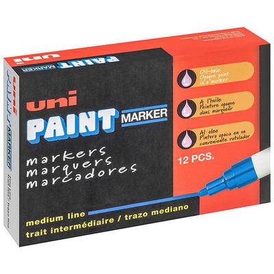 UNI-PAINT 63601 Permanent Marker, Medium Tip, Black Color Family, Paint, 12 PK
