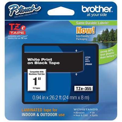 BROTHER TZe355 Adhesive TZ Tape (R) Cartridge 15/16"x26-1/5ft., White/Black