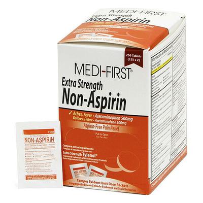 MEDI-FIRST 80448 Extra Strength Non-Aspirin, 500mg, PK250 (125 pks of 2)