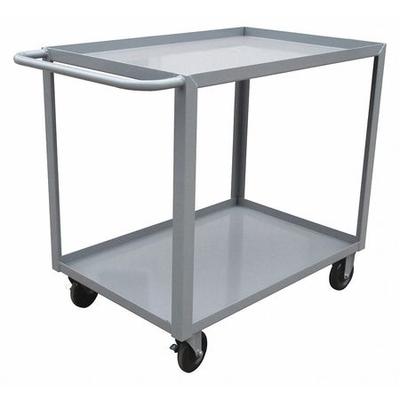 ZORO SELECT 9GEY9 Utility Cart with Lipped Metal Shelves, Steel, Flat, 2