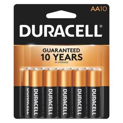 DURACELL MN1500B10Z Duracell CopperTop AA Alkaline Battery, 10 PK