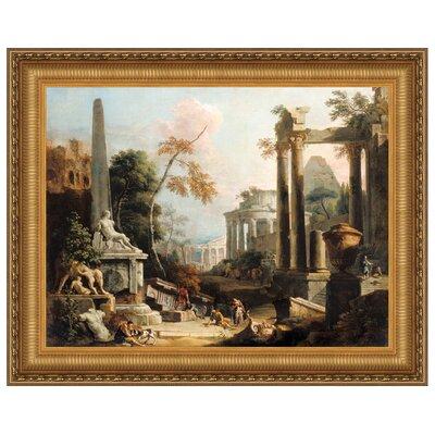 Vault W Artwork Landscape w/ Classical Ruins & Figures, 1730 Framed Painting Print on Canvas Canvas, in Brown | 35.5 H x 45.5 W x 2 D in | Wayfair