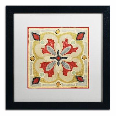 Trademark Fine Art 'Bohemian Rooster Tile Square III' by Daphne Brissonnet Framed Painting Print Canvas in Red/Yellow | Wayfair WAP0024-B1616MF
