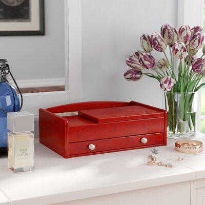 Charlton Home® Sindy Jewelry Box Wood in Brown/Red | 4 H x 11.25 W x 7.75 D in | Wayfair CHLH1693 25773390