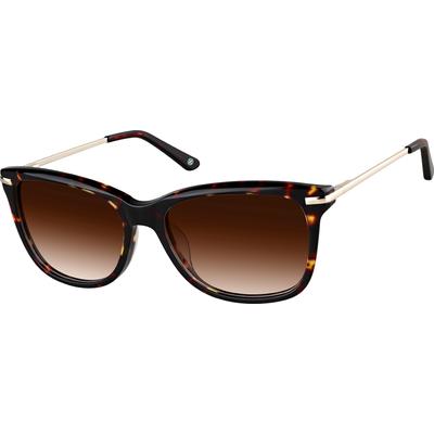 Zenni Women's Square Rx Sunglasses Tortoiseshell Mixed Full Rim Frame