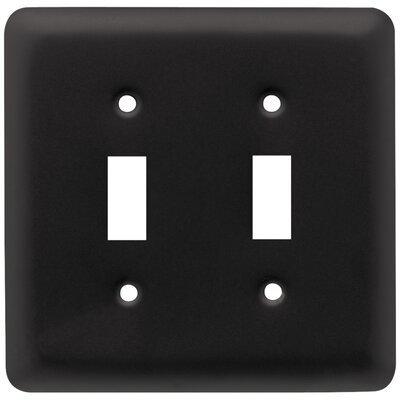 Franklin Brass Stamped Round 2-Gang Toggle Light Switch Wall Plate in Black, Size 4.88 H x 4.96 W x 0.22 D in | Wayfair W10246-FB-C