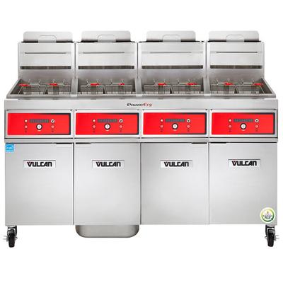 Vulcan 4VK65DF-1 PowerFry5 Natural Gas 260-280 lb. 4 Unit Floor Fryer System with Digital Controls and KleenScreen Filtration - 320,000 BTU