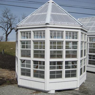 Little Cottage Company 8 Ft. W x 8 Ft. D Greenhouse Wood/Glass/Polycarbonate Panels in Brown, Size 132.0 H x 113.0 W in | Wayfair 8x8-LCOG-WPNK