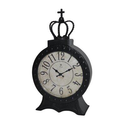 Jeco Inc. Traditional Analog Metal Tabletop Clock Metal in Black | 13.75 H x 8 W x 2.75 D in | Wayfair HD-C017