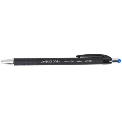 Universal One UNV15511 Comfort Grip Blue Medium Point 1mm Retractable Ballpoint Pen - 12/Pack