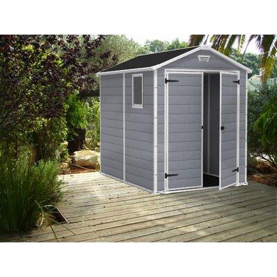 Keter Manor 6x8 ft. Resin Outdoor Storage Shed w/ Floor for Patio Furniture & Tools, Grey in Gray | 89 H x 73 W x 93 D in | Wayfair 213413
