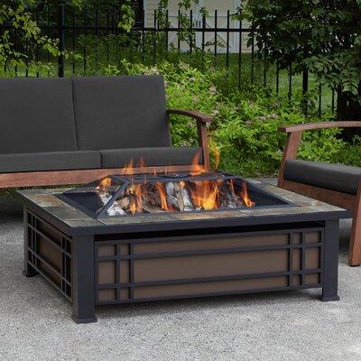 Real Flame Hamilton Steel Wood Burning Fire Pit Table Steel in Black/Brown/Gray | 13 H x 43.75 W x 33.6 D in | Wayfair 946-NST
