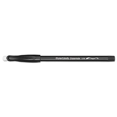 Paper Mate 3930158 Eraser Mate Black Ink with Black Barrel 1mm Erasable Ballpoint Stick Pen - 12/Pack