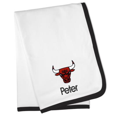 White Chicago Bulls Personalized Baby Blanket