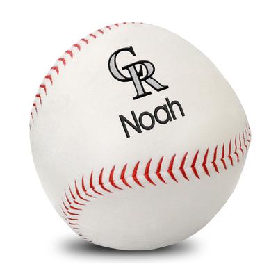 White Colorado Rockies Personalized Plush Baby Baseball