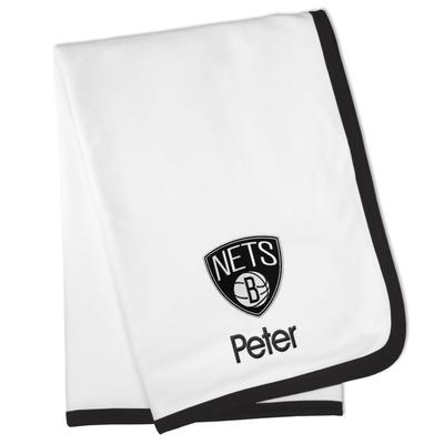 White Brooklyn Nets Personalized Baby Blanket