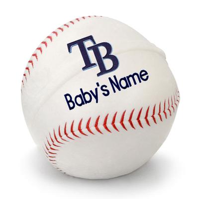 White Tampa Bay Rays Personalized Plush Baby Baseball