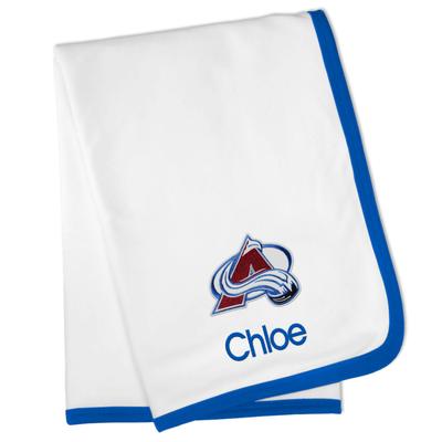 White Colorado Avalanche Personalized Baby Blanket