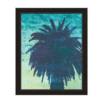 Click Wall Art Palm Tree Framed Painting Print Canvas & Fabric in Blue/Green, Size 11.0 H x 14.0 W x 1.0 D in | Wayfair BALI009FRMREN8X10