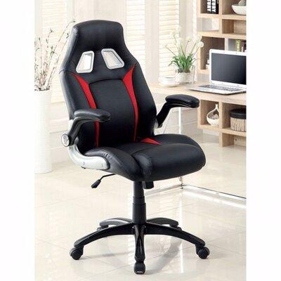 Orren Ellis Merrill Racing Car Gaming Chair Faux Leather/Upholstered in Red/Black | 44.75 H x 26.75 W x 29.5 D in | Wayfair ORNE8748 44337755