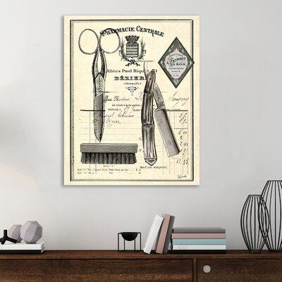 Williston Forge Apothecary Barber II by Tre Sorelle Studios - Wrapped Canvas Graphic Art Print Canvas & Fabric in White/Black | Wayfair