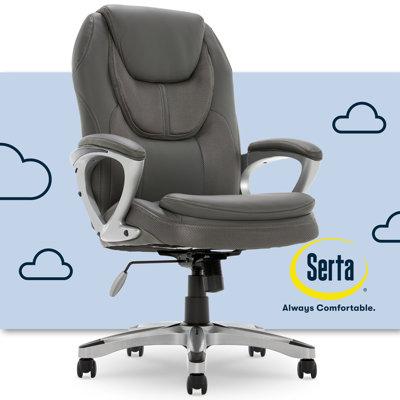 Serta at Home Serta Amplify Executive Office Chair w/ Padded Arms & Lumbar Support, Faux & Mesh Upholstered in Gray/Black | Wayfair 43673C