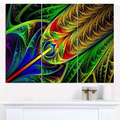 Design Art 'Stained Glass w  Glowing Designs' Graphic Art Print Multi-Piece Image on Canvas in Black Green Yellow | 28 H x 36 W x 1 D in | Wayfair