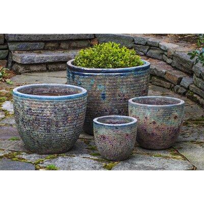 Bungalow Rose Dohnovan 4-Piece Glazed Terracotta Pot Planter Set Clay & Terracotta in Green, Size 19.0 H x 22.0 W x 22.0 D in | Wayfair