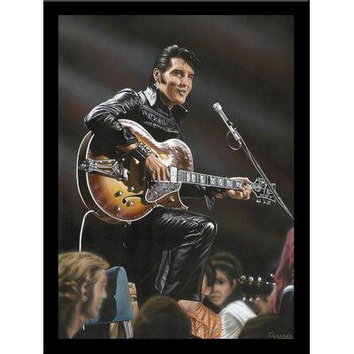 Buy Art For Less 'Elvis in Leather' Print Poster by Darryl Vlasak Framed Memorabilia Metal in Black | 32 H x 24 W x 1 D in | Wayfair