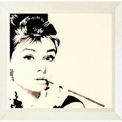Buy Art For Less 'Just Smokin Audrey Hepburn' Framed Painting Print Paper in Black, Size 18.0 H x 18.0 W x 1.0 D in | Wayfair