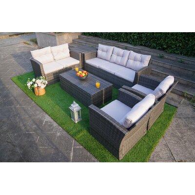Orren Ellis Tervell 6 Piece Rattan Sectional Seating Group w  Cushions Metal in Gray | 30.71 H x 72.05 W x 28.35 D in | Outdoor Furniture | Wayfair