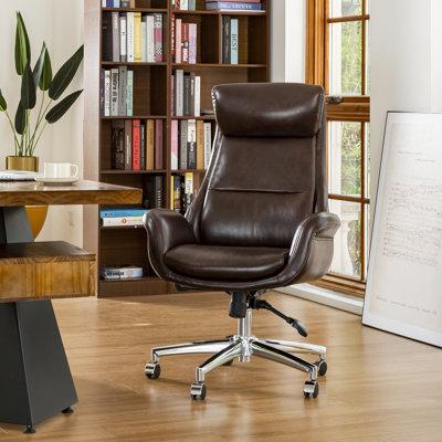Corrigan Studio® Harkness Faux Leather Executive Chair Upholstered in Brown, Size 43.7 H x 28.15 W x 27.36 D in | Wayfair