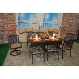 Darby Home Co Nola 9 Piece Dining Set w/ Cushions Metal in Brown, Size 39.0 H x 84.0 W x 44.0 D in | Wayfair 941FC5BB3B524ED38C7439E1EE7F8A1D