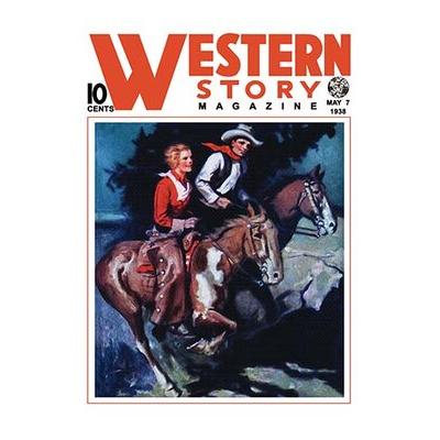 Buyenlarge Western Story Magazine: on the Range Vintage Advertisement in Blue/Brown/Red | 36 H x 24 W x 1.5 D in | Wayfair 0-587-10659-xC2436