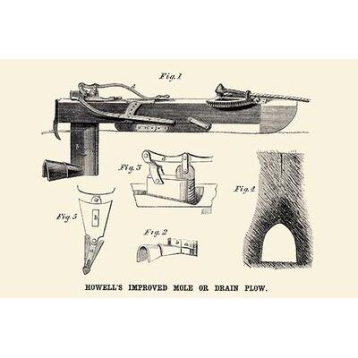 Buyenlarge Howell's Improved Mole or Drain Plow - Unframed Graphic Art Print in Gray | 44 H x 66 W x 1.5 D in | Wayfair 0-587-22491-6C4466